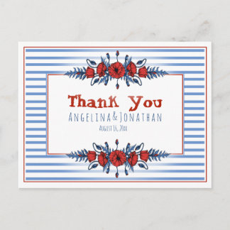 Carte Postale Belle Pavot Floral & Stripes