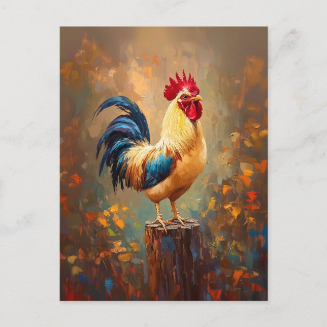 Carte Postale Belle peinture de coq (Devant)