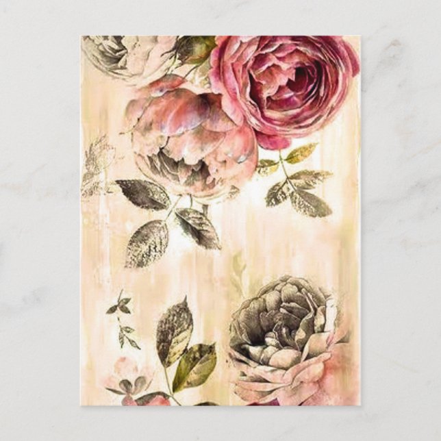 Carte Postale Belle peinture florale victorienne (Devant)