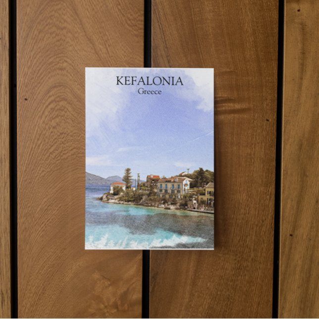 Carte Postale Belle peinture minimale Kefalonia Grèce (kefalonia greece waitercolor painting postcard)