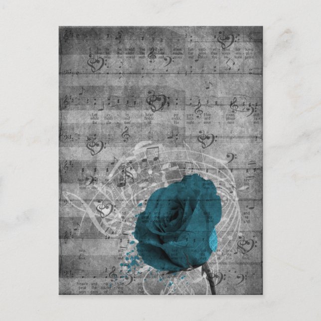 Carte Postale Belle peinture rose bleu antique (Devant)