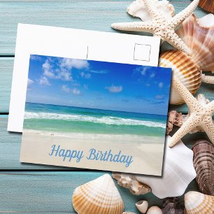 Carte Postale Belle photo de plage personnalisée Océan Joyeux An