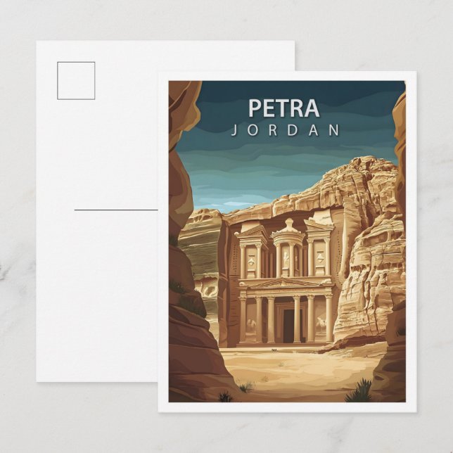 Carte Postale Belle Place Petra Jordan Art Travel (Devant / Derrière)