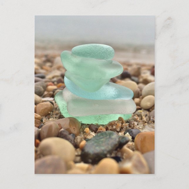 Carte Postale Belle plage de Seaglass Turquoise Penser à vous Ca (Devant)