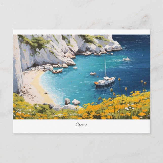 Carte Postale Belle plage en Grèce (Devant)