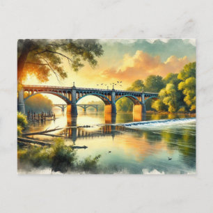 Carte Postale Belle Pont Vert Chaud Rivière James
