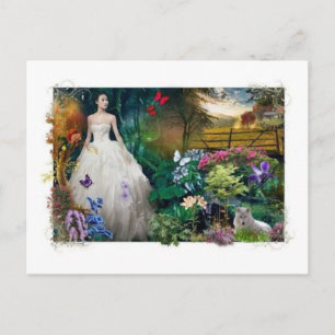 Carte Postale Belle princesse dans un jardin enchanté