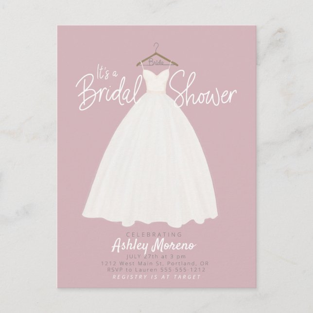 Carte Postale Belle robe Douche nuptiale couleur personnalisable (Devant)