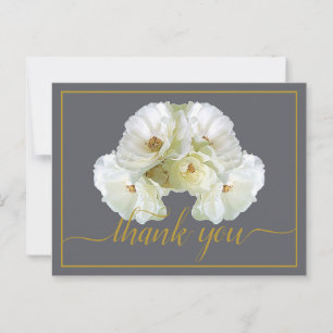 Carte Postale Belle Rose blanche Couleur fond Merci chic