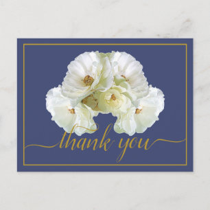 Carte Postale Belle Rose blanche Couleur fond Merci chic