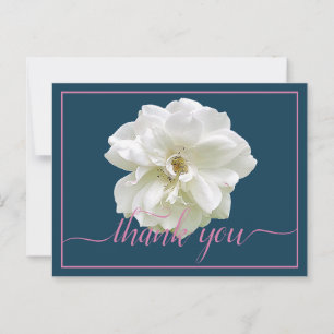 Carte Postale Belle Rose blanche Couleur fond Merci chic