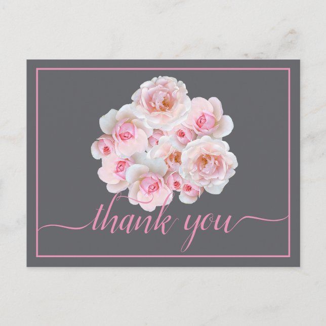 Carte Postale Belle rose Roses Couleur fond Merci chic (Devant)