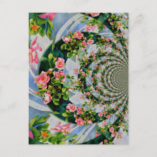 Carte Postale Belle roses roses rouges rétro aquarelle fleurie