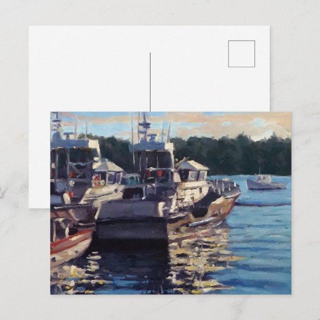 Carte Postale Belle scène de bateau de pêche (Devant / Derrière)