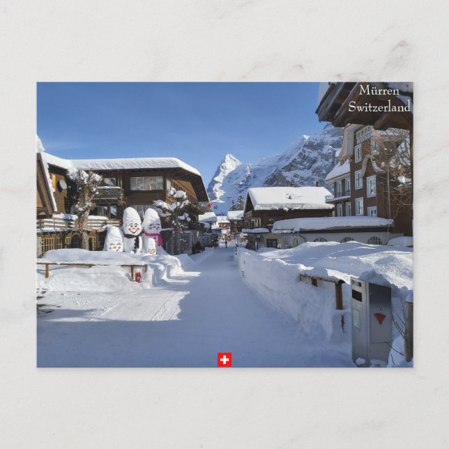 Carte Postale Belle scène des Alpes suisses d'hiver (Devant)