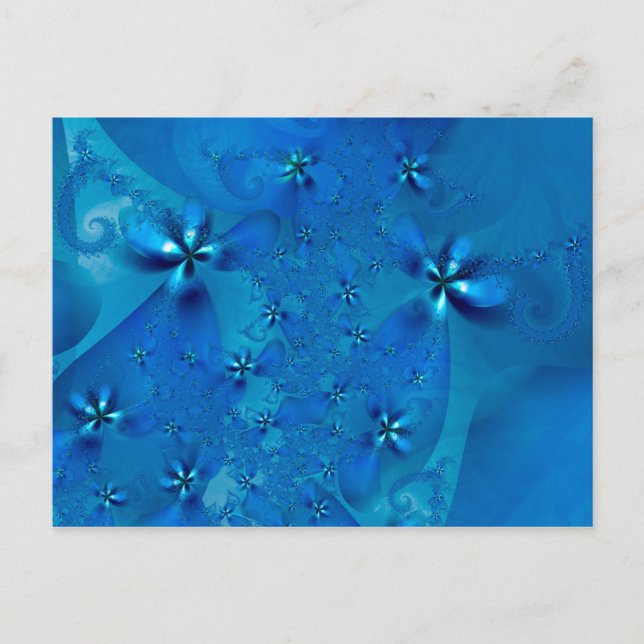 Carte Postale Belle Spirale Bleue Belle Fractale Art (Devant)