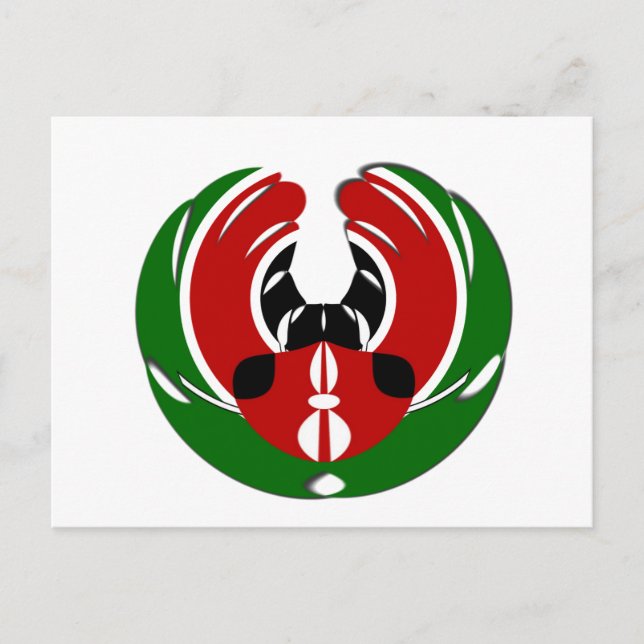 Carte Postale Belle Tapisserie kenyane : Drapeau kényan Papillon (Devant)