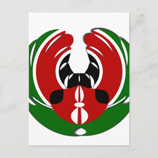 Carte Postale Belle Tapisserie kenyane : Drapeau kényan Papillon (Devant)