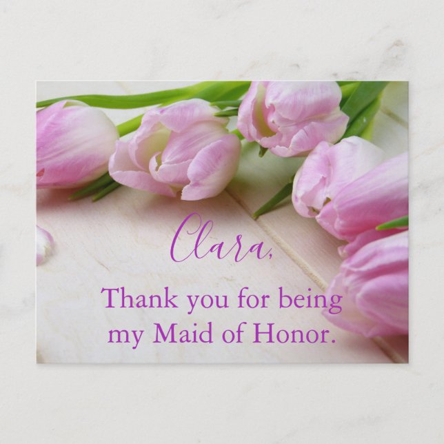 Carte Postale Belle Tulipes Merci Maid of Honor (Devant)