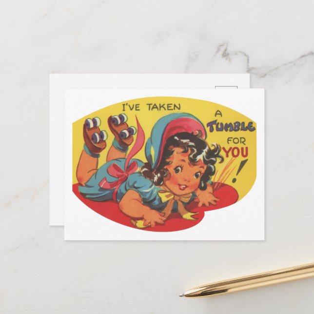 Carte Postale Belle valentine vintage (Devant/Arrière en situation)