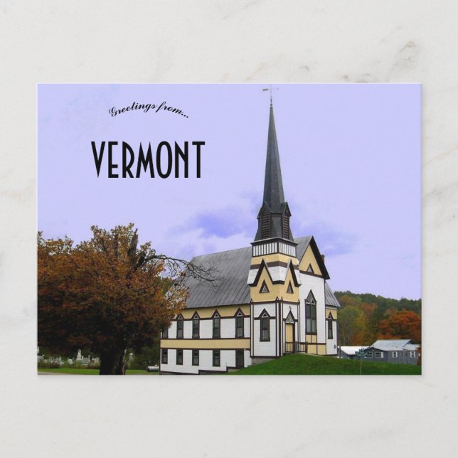 Carte Postale Belle vieille église à East Orange Vermont (Devant)