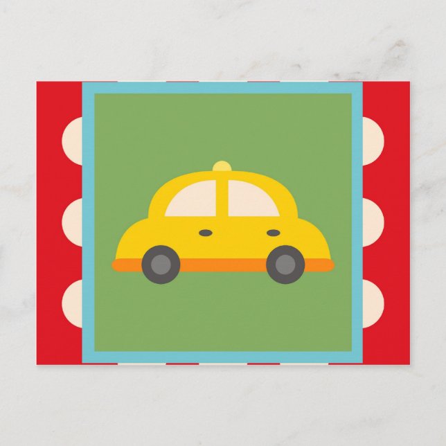 Carte Postale Belle Voiture Transport Thème Bébé Enfants Cadeaux (Devant)