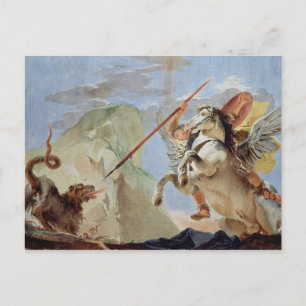 Carte Postale Bellerophon, à cheval Pegasus, tuant la Chimera,