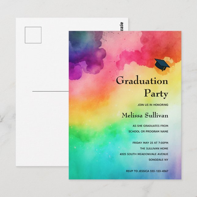 Carte Postale Belles couleurs arc-en-ciel Design abstrait (Devant / Derrière)