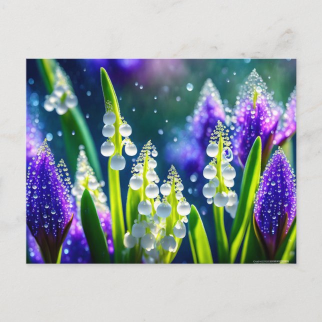 Carte Postale Belles Fleurs De Printemps Avec Dew (Devant)