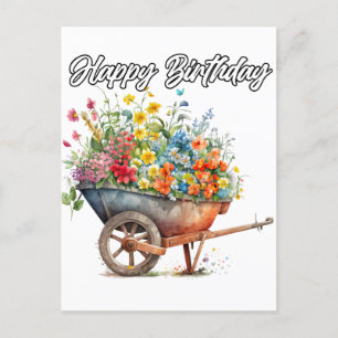 Carte Postale Belles Fleurs fraîches Joyeux Anniversaire
