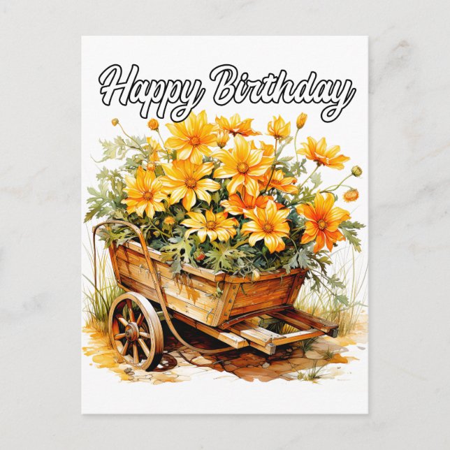 Carte Postale Belles Fleurs fraîches Joyeux Anniversaire (Devant)