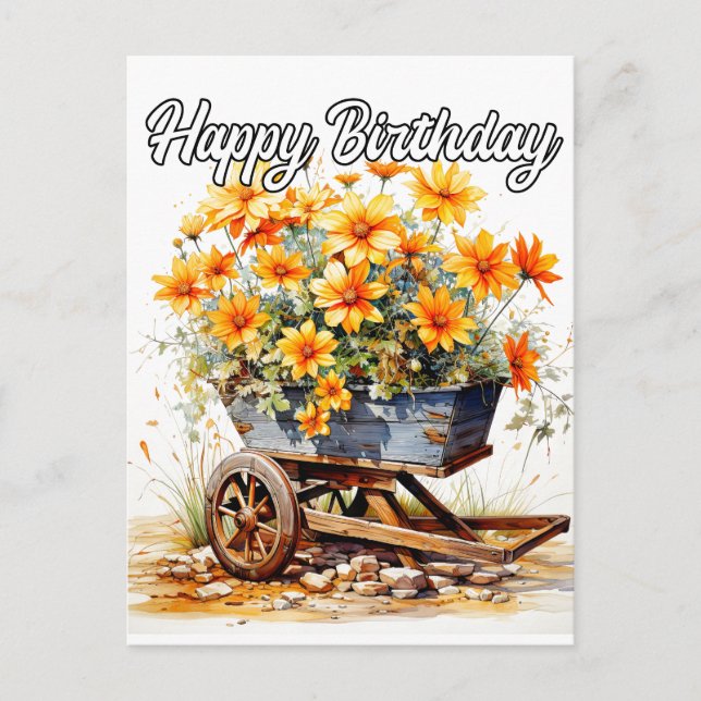 Carte Postale Belles Fleurs fraîches Joyeux Anniversaire (Devant)