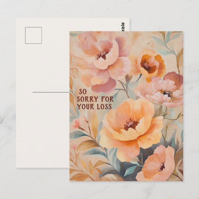 Carte Postale Belles Fleurs Sauvages Douces DÉSOLÉ POUR LA PERTE (Devant / Derrière)