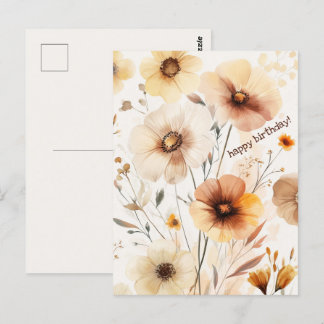 Carte Postale Belles fleurs sauvages FLEURS JOYEUX ANNIVERSAIRE