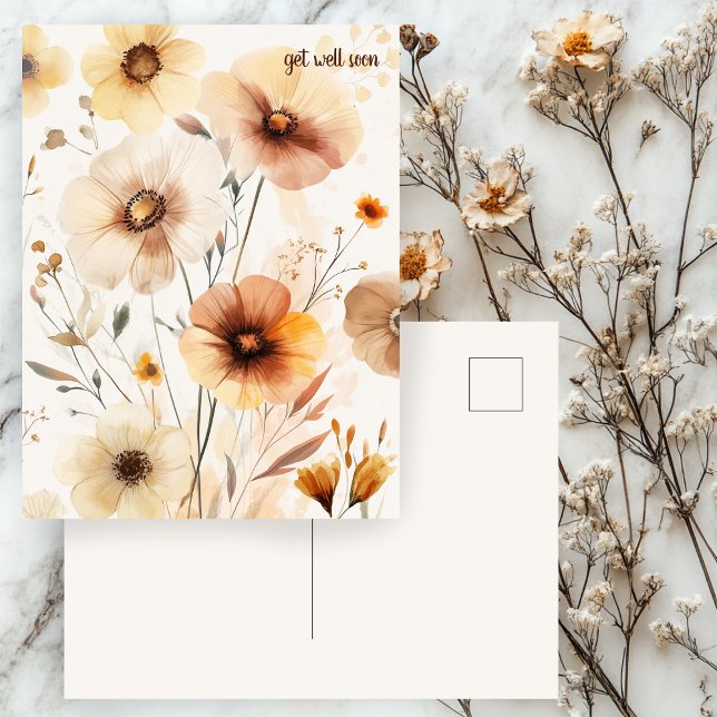 Carte Postale Belles Fleurs Sauvages FLEURS REMETTEZ-VOUS SOON (Beautiful Wildflowers Flowers GET WELL SOON Postcard
)