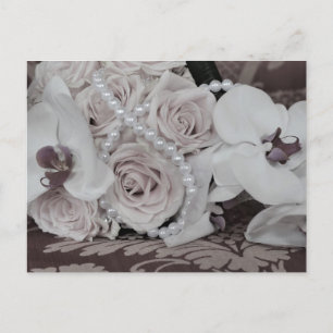 Carte Postale Belles orchidées et Roses Sauvez la date
