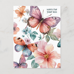 Carte Postale Belles papillons et fleurs DÉSOLÉ POUR PERTE