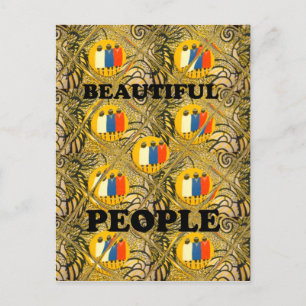 Carte Postale Belles Personnes Couleurs Motif Traditionnelles Af