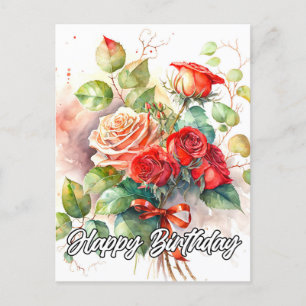 Carte Postale Belles roses rouges vintage
