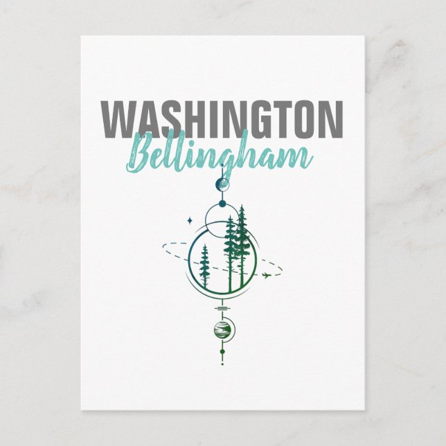 Carte Postale Bellingham Washington Arbres géométriques (Devant)