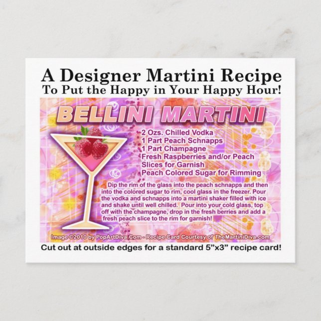 Carte postale Bellini Martini Recette (Devant)
