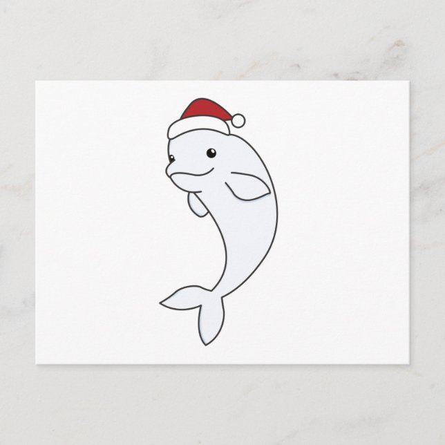Carte Postale Béluga Baleine Joyeux Noël Animaux d'hiver Baleine (Devant)