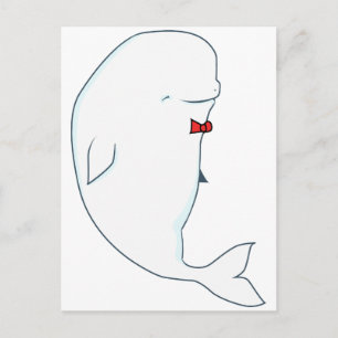 Carte Postale béluga de kawaii avec cravate rouge