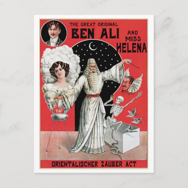 Carte Postale Ben Ali ~ Magicien illusionniste Magicien Vintage  (Devant)