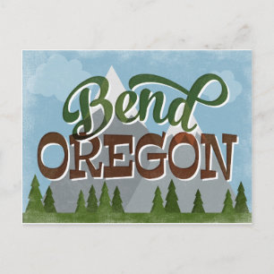 Carte Postale Bend Oregon Fun Retro Snowy Mounts