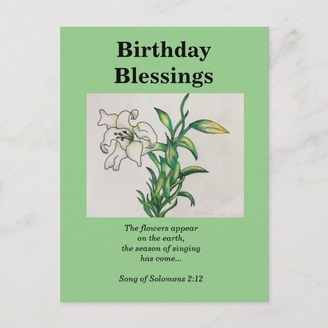 Carte Postale Bénédiction d'anniversaire du Cantique des Cantiqu (Devant)