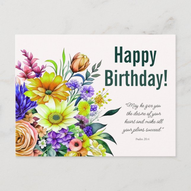 Carte Postale Bénédiction d'anniversaire florale (Devant)