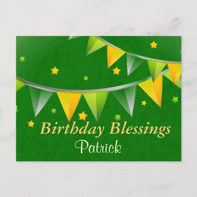 Carte Postale Bénédiction d'anniversaire Personnalisée irlandais (Devant)