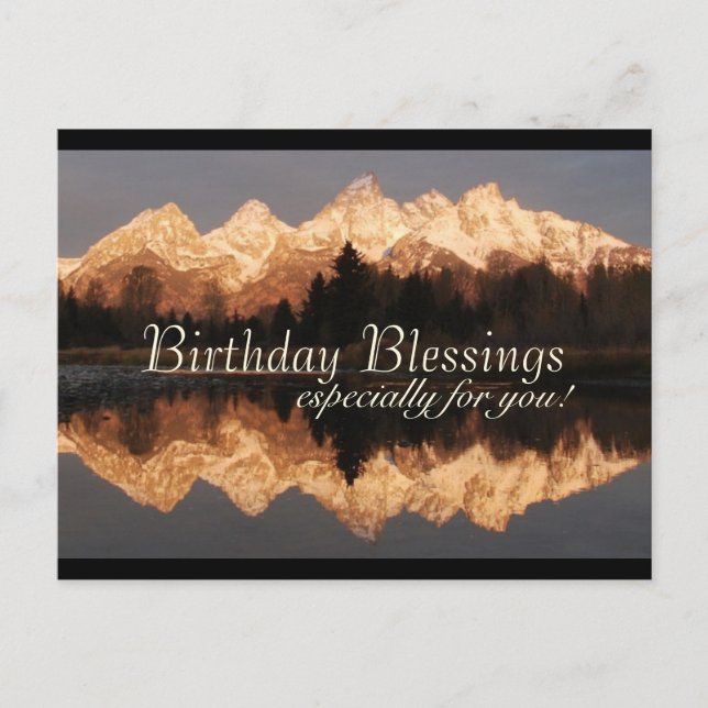 Carte Postale Bénédiction d'anniversaire Prière Montagnes Extrao (Devant)
