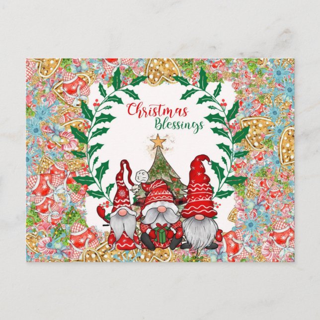 Carte Postale Bénédiction de Noël Gnome mignonne (Devant)